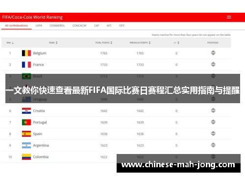 一文教你快速查看最新FIFA国际比赛日赛程汇总实用指南与提醒 一文教你快速查看最新FIFA国际比赛日赛程汇总实用指南与提醒